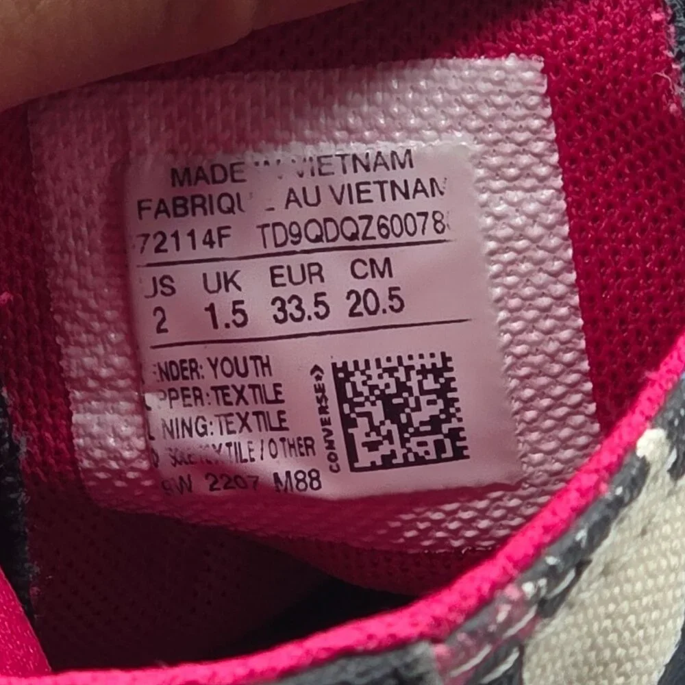 Converse Move Hi Girls Size 2 Egret Prime Pink Black Platform Shoes Walking